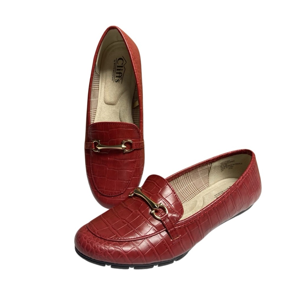 Cliffs Horsebit Loafers by White Mountain Glowing Red Crocodile-Embossed Loafers